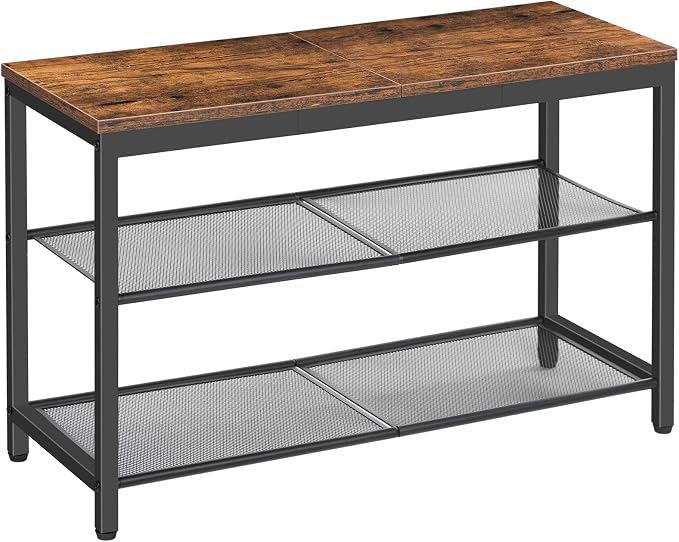HOOBRO Shoe Bench, 3-Tier Shoe Rack, Industrial Shoe Organizer Storage Bench by HOOBRO