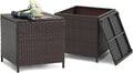 Verano Garden Outdoor Wicker Side Table Set of 2, Small Storage Rattan Wicker by VeranoGarden