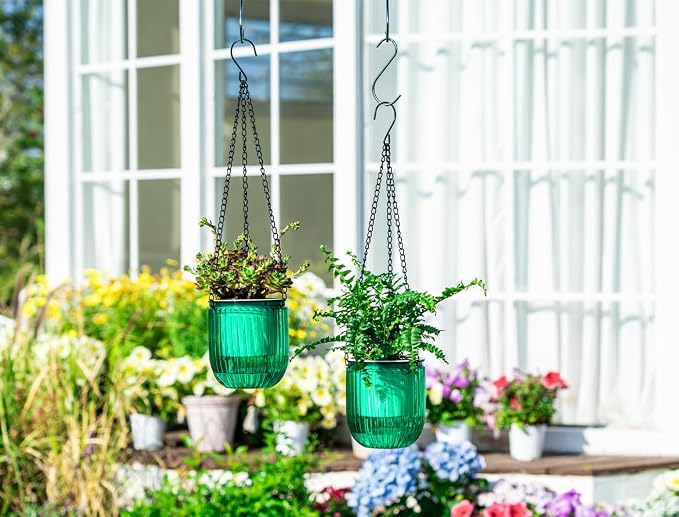 Josteve 4.5 Inch 2 Pcs Self Watering Hanging Planter Indoor Plant Pots Drainage - Image 2