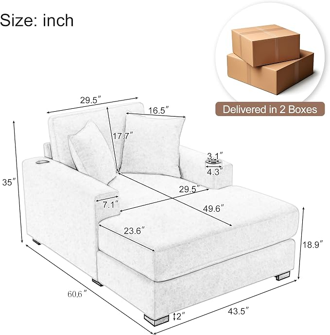 Merax Modern 43.5" Chaise Lounge - Image 2