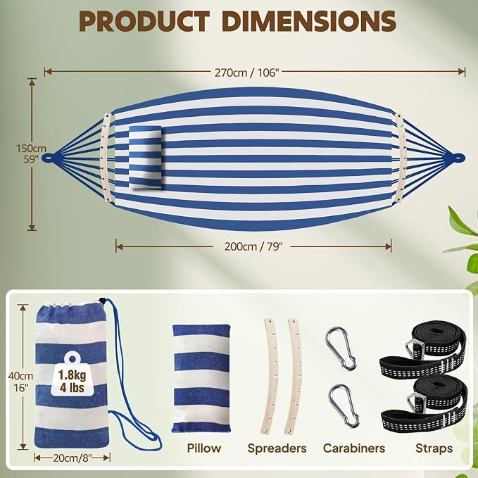 Chihee Cotton Hammock Large Soft Breathable Camping Hammock Holds Up to 660lbs - Image 4