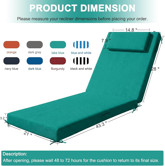 Outdoor Lounge Chair mat, 71 inches x 21 inches, Waterproof Chaise Lounge - Image 2