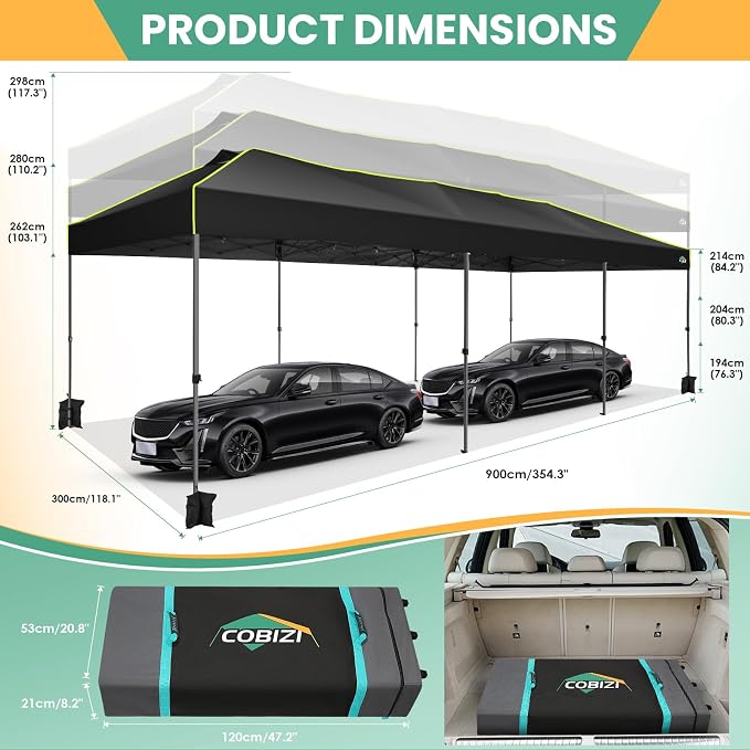 COBIZI 10x30 Pop Up Canopy Tent, Wedding Party Tent - Image 3