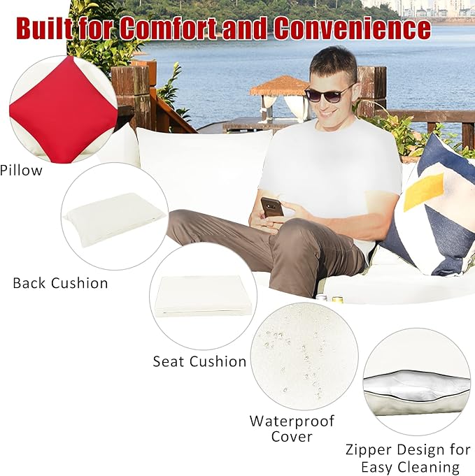 Tangkula 7 Pieces Wicker Patio Furniture Set, All-Weather Outdoor Rattan - Image 6