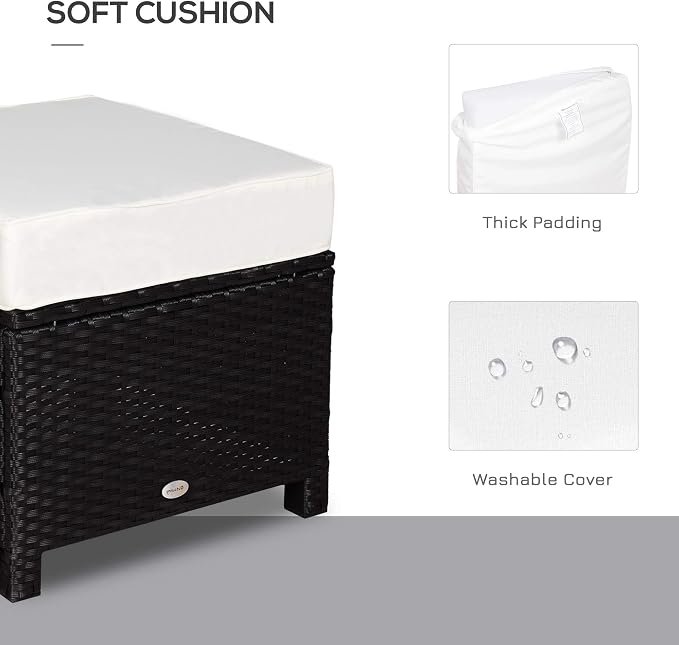 Outsunny 20" Patio Wicker Ottoman, Additional Seating, Side Table - Image 4