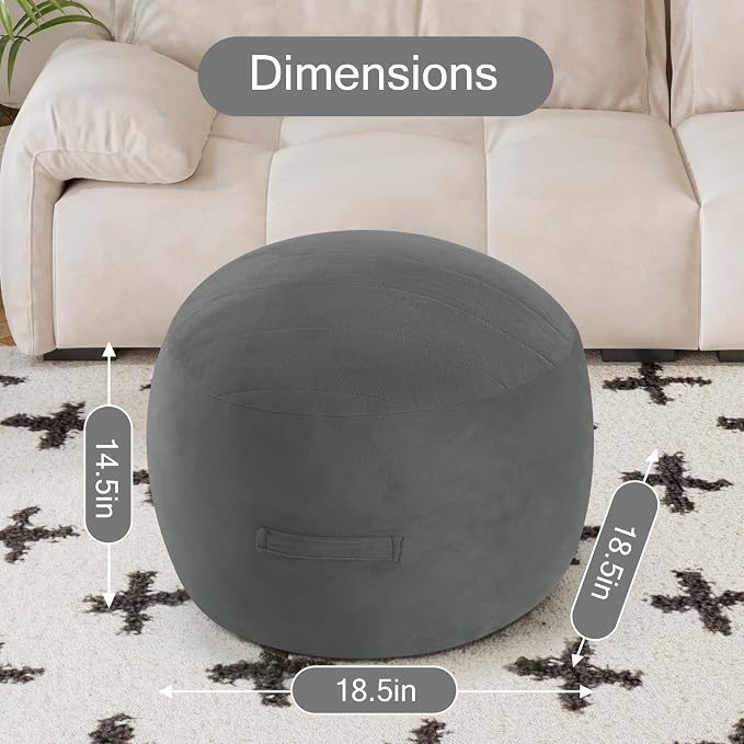 MeMoreCool Round Stuffed Pouf Ottoman Foot Rest, Floor Pouf Foot Stool - Image 2