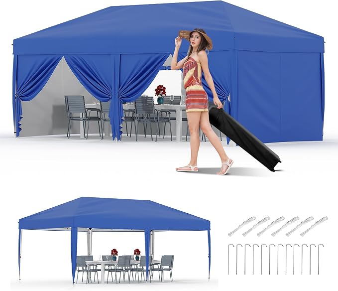 10X20 Pop Up Canopy Tent with 6 Sidewalls – Heavy Duty Commercial Instant by IDEALHOUSE