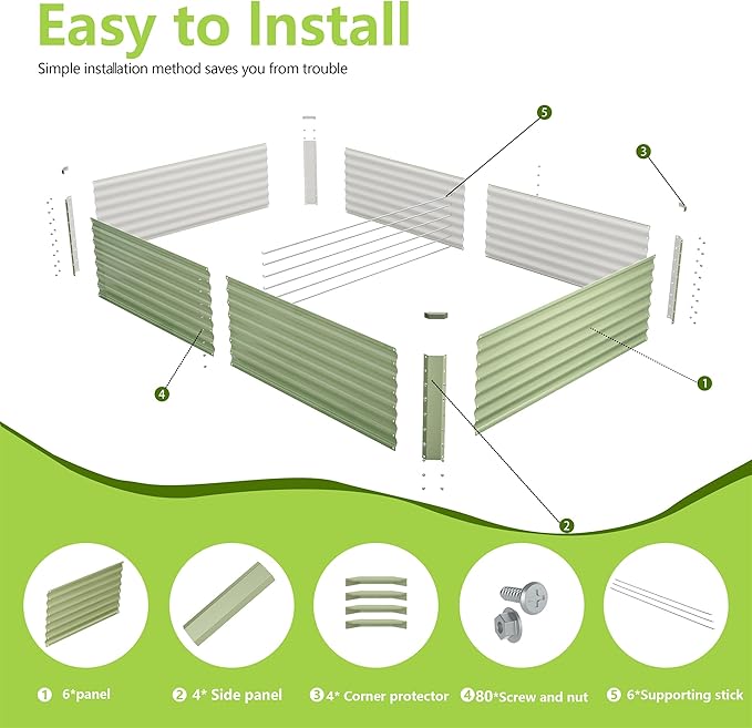 8x4x2FT Galvanized Raised Garden Bed, Galvanized Planter Boxes Outdoor - Image 3