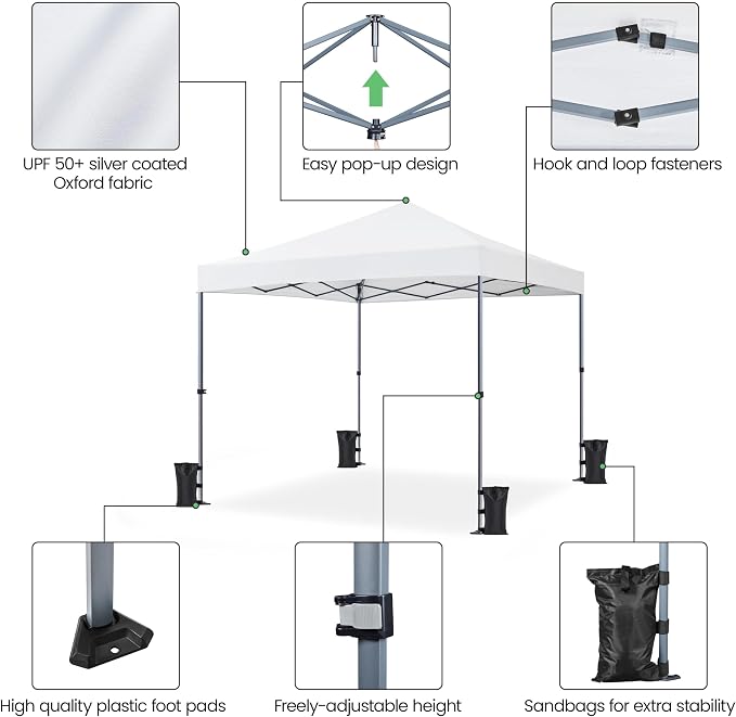 Yaheetech 8x8 Pop Up Canopy Easy Set-up Tent, Portable Outdoor Canopy Instant - Image 4