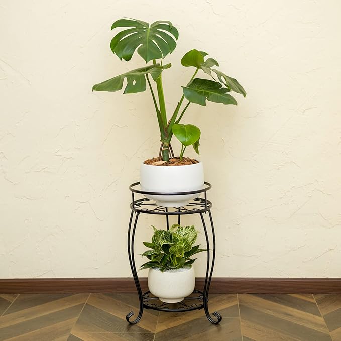 FaithLand Plant Stand, Heavy Duty Metal Planter Holder Indoor Outdoor, 2 Tier - Image 2