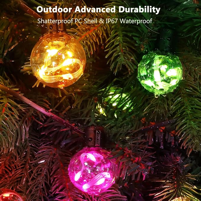 Outdoor String Lights, 25ft 20 Bulbs LED Color Changing Hanging Lights Dimmable - Image 5