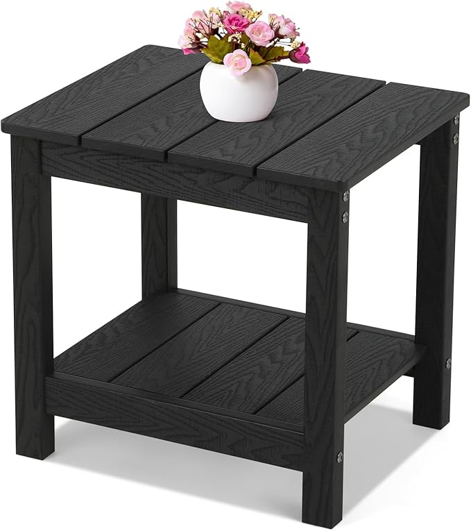 Stoog Outdoor Side Table with 2 Layer Storage, All-Weather Rectangular End Table by Stoog