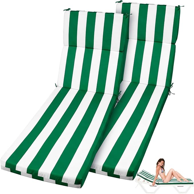 2 Pcs Indoor Outdoor Chaise Lounge Cushions Sponge Bench Outdoor Furniture by SmoothNovelty