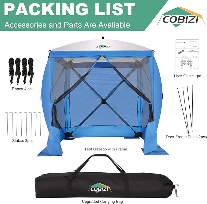COBIZI 6x6 FT Pop up Gazebo Tent, Screen Tent - Image 3