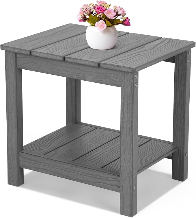 Stoog All-Weather Patio Side Table, 2-Tier Rectangular Outdoor Side Table by Stoog