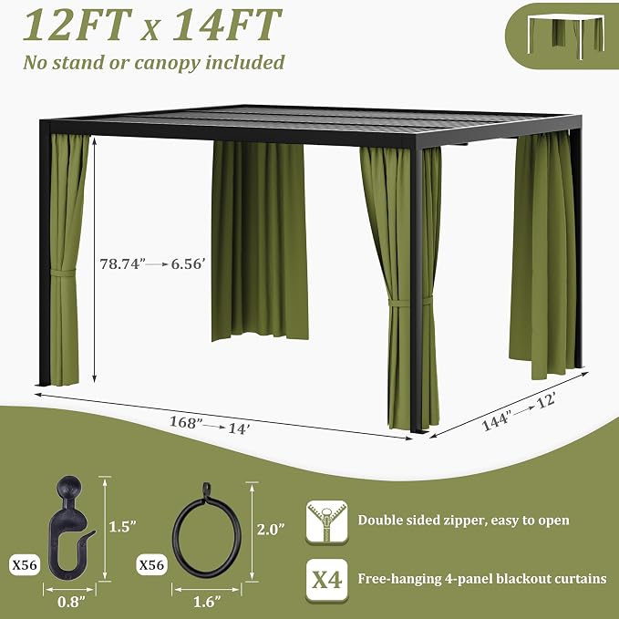 Gazebo Universal Replacement Privacy Curtain, 4-Panels Sidewall Curtains - Image 2