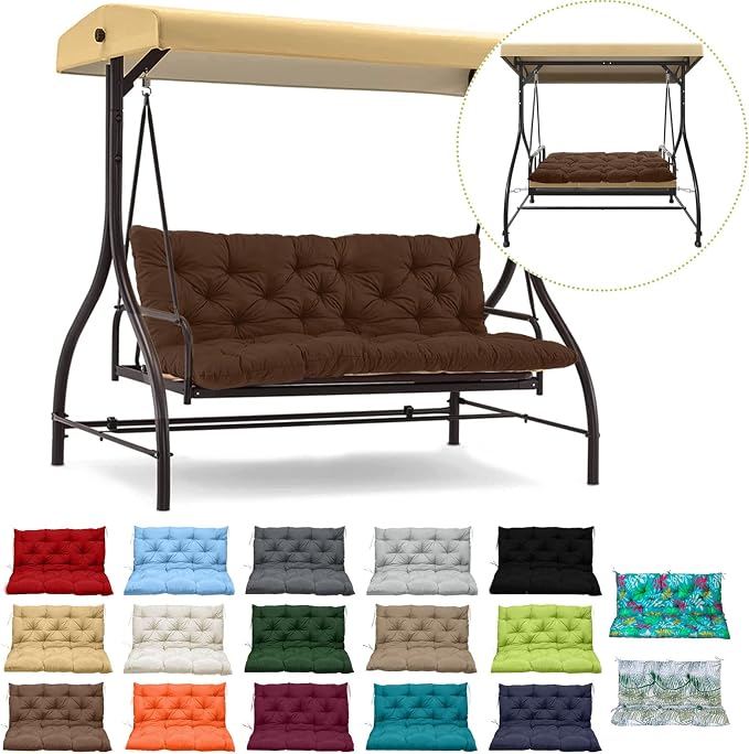 Waterproof Porch Swing Cushion Replacement, 2–3 Seat Swing Seat Cushion by RUFXIEZW