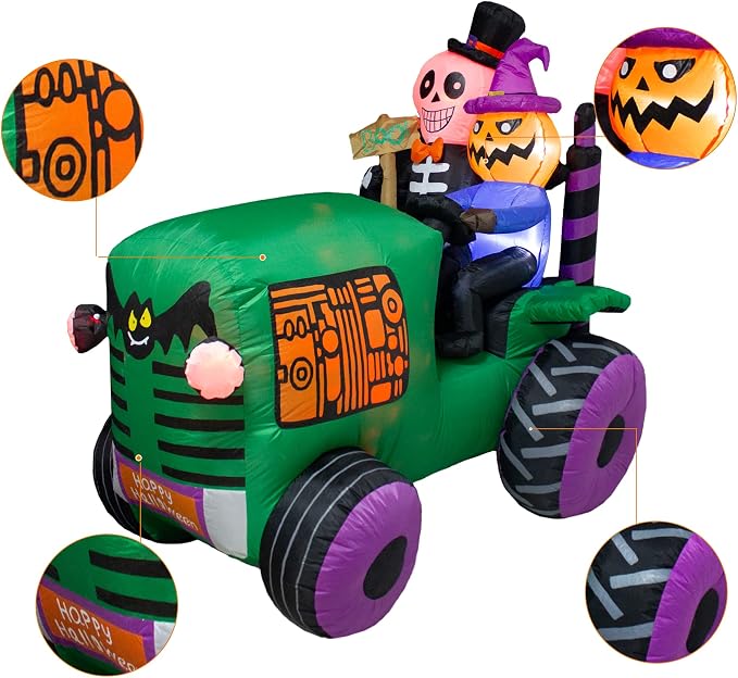 5.5Ft Long Halloween Inflatable Ghost Tractor Decoration - Image 5