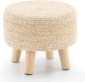 Cpintltr Ottoman Natural Seagrass Footrest Poufs Hand Weave Round Foot Stool by CpintltrFruniture