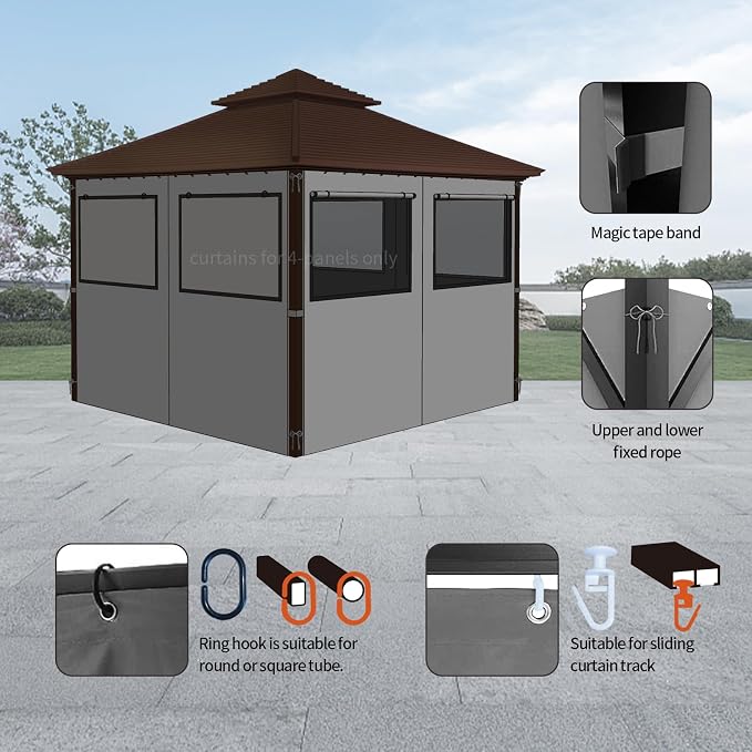 Homegroove Gazebo Universal Replacement Privacy Curtain, 4-Panels Sidewall - Image 4