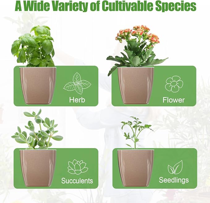 8 Pack Self Watering Pots 4-inch Decorative Flower Planters - Image 5