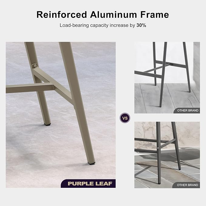 PURPLE LEAF Outdoor Counter Height Bar Stool Set of 2 Rattan Bar Chair - Image 4