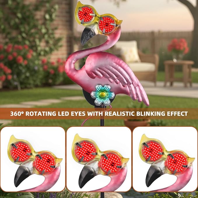 Solar Flamingo Yard Stakes 39.7" - Image 2