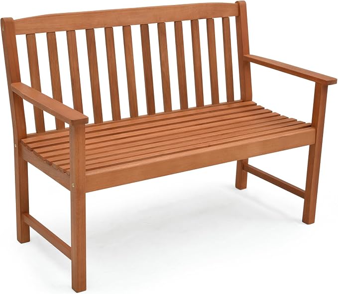 Tangkula Outdoor Garden Bench, 2-Person Eucalyptus Wood Bench by TANGKULA