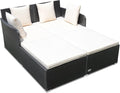 RELAX4LIFE Rattan Patio Outdoor Daybed, Wicker 2-Person Sunbed Loveseat by RELAX4LIFE