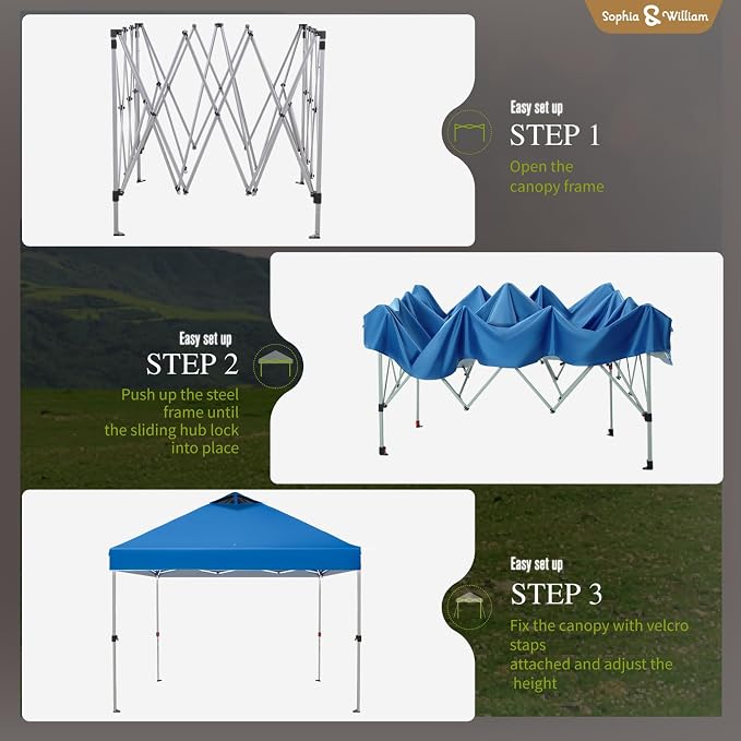 Sophia & William Canopy Tent Pop Up 10x10 ft, Outdoor Patio Portable Commercial - Image 8