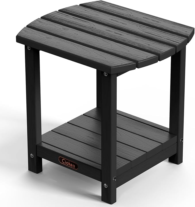 Ciokea Adirondack Outdoor Side Table, 2-Tier Sturdy Patio End Table Weather by CIOKEA