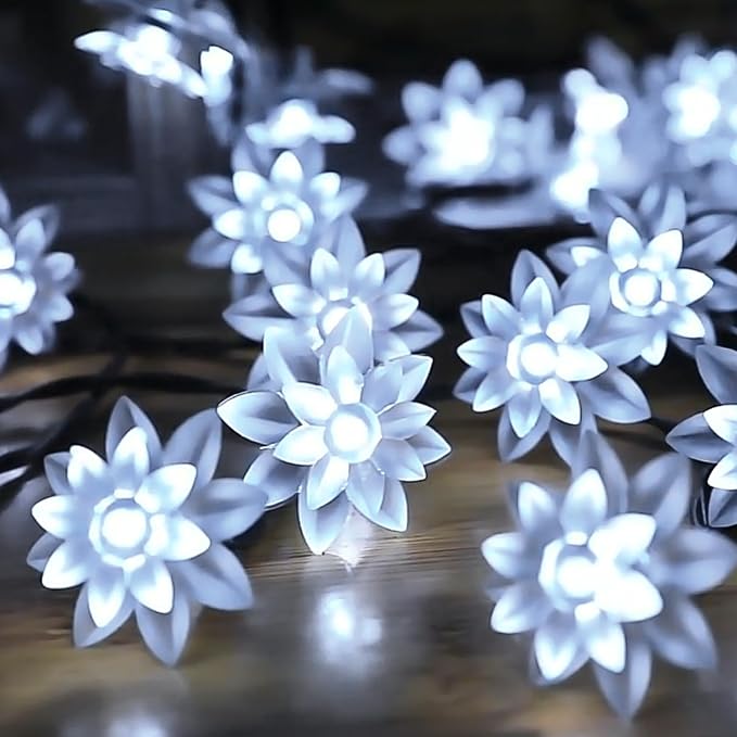 ITICdecor Solar Flower String Lights Outdoor Waterproof 50 LED Upgraded Flower - Image 7