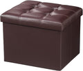AmasSmile Storage Ottoman Folding Foot Rest Stool, Leather Footstool Bench by AmasSmile