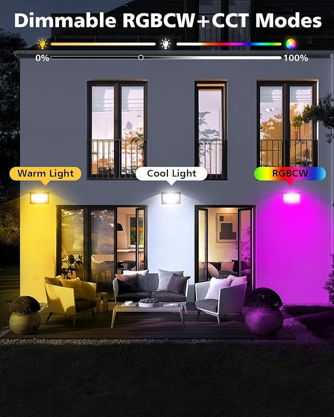 T-SUN Christmas LED Flood Light, 30W RGBCW Dimmable Outdoor Smart Lights - Image 3