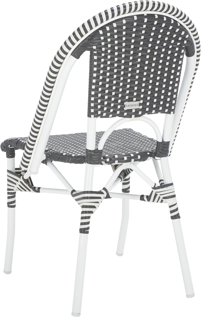 SAFAVIEH Outdoor Collection Torino Grey & White Parisian Bistro Chair Set of 2 - Image 9