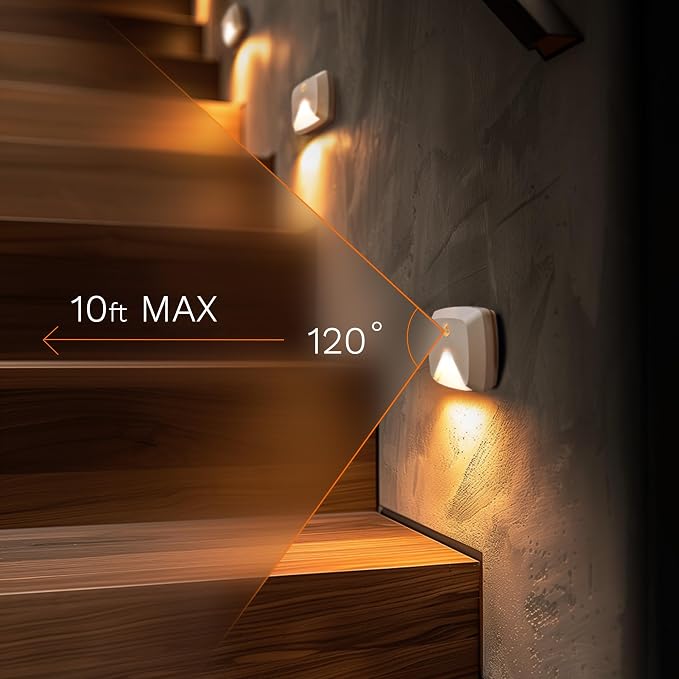 6-Pack Stick-on Motion Sensor Lights, Warm White LED Night Light, - Image 2