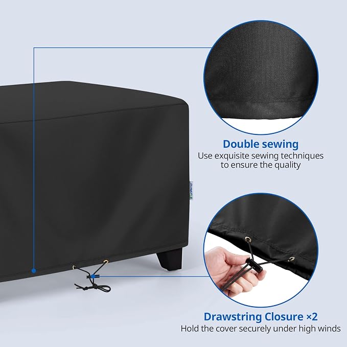 SunPatio Outdoor Ottoman Cover, Waterproof Rectangle Coffee Table Cover - Image 3