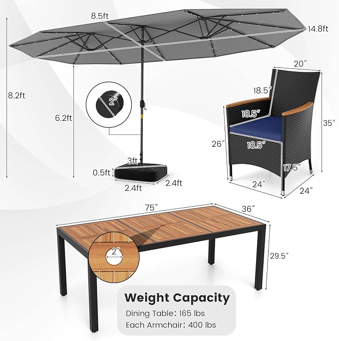 Tangkula 11 Pieces Patio Dining Set - Image 5