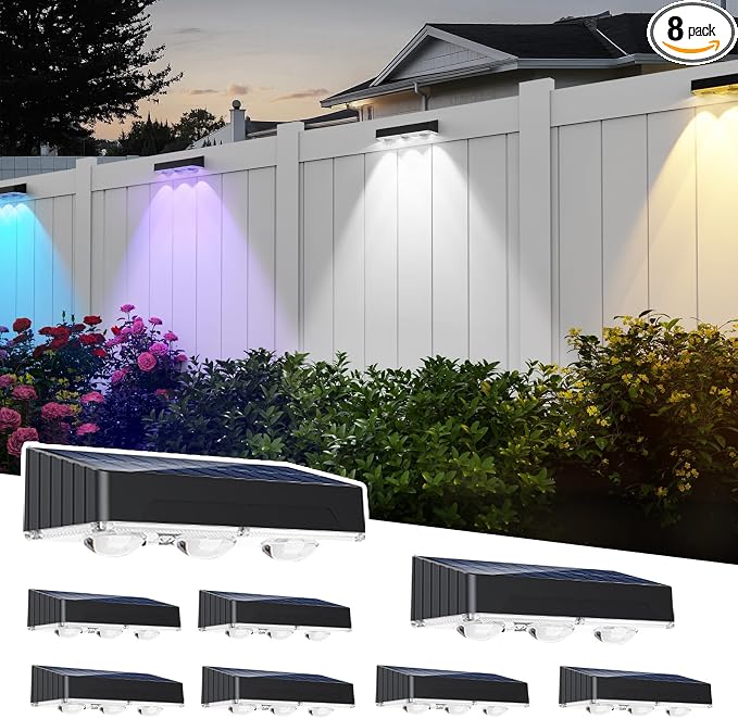 Solar Fence Lights 8 Pack, 100 Lumens Outdoor Fence Solar Lights by ZSYIQIXI