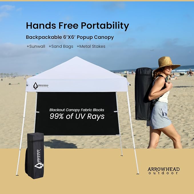 ARROWHEAD OUTDOOR 6'x6' Backpack Pop-up Canopy - Image 2