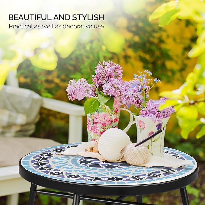 VINGLI Mosaic Accent Table, End Table, Plant Stand Decor - Image 4