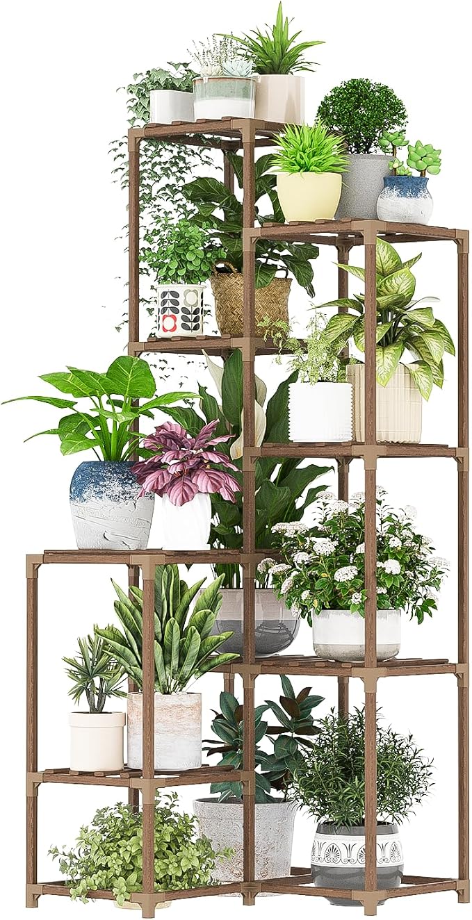 Bamworld Plant Stand Indoor Outdoor Corner Plant Shelf 54.7" Tall Plant Table - Image 8