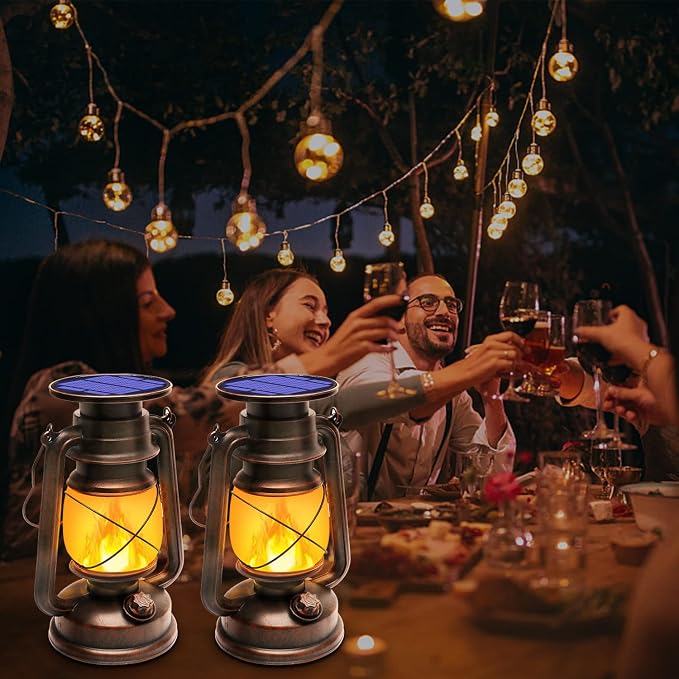 Solar Lantern Outdoor Waterproof, LED Vintage Flickering Flame Solar Lights - Image 7