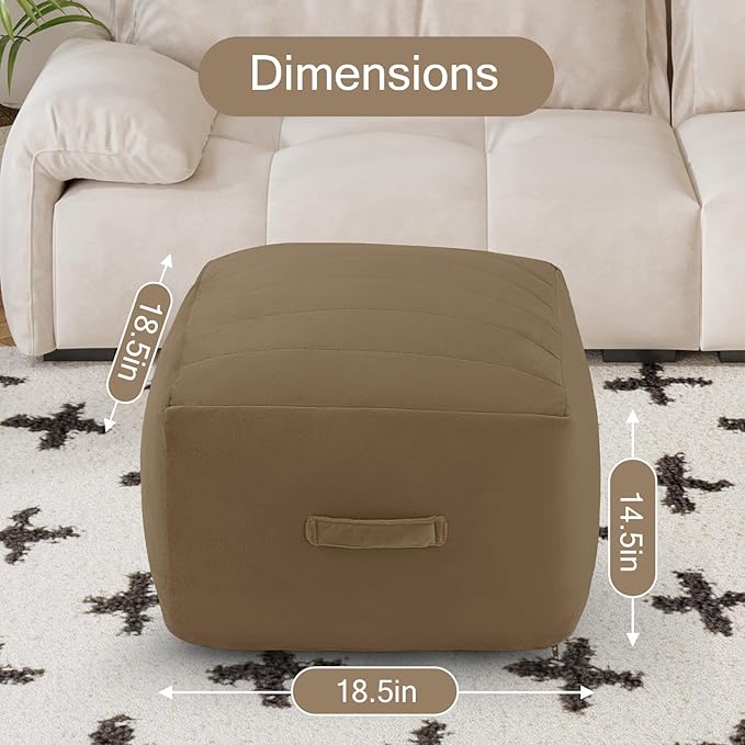 MeMoreCool Square Stuffed Pouf Ottoman Foot Rest, Floor Pouf Foot Stool - Image 2