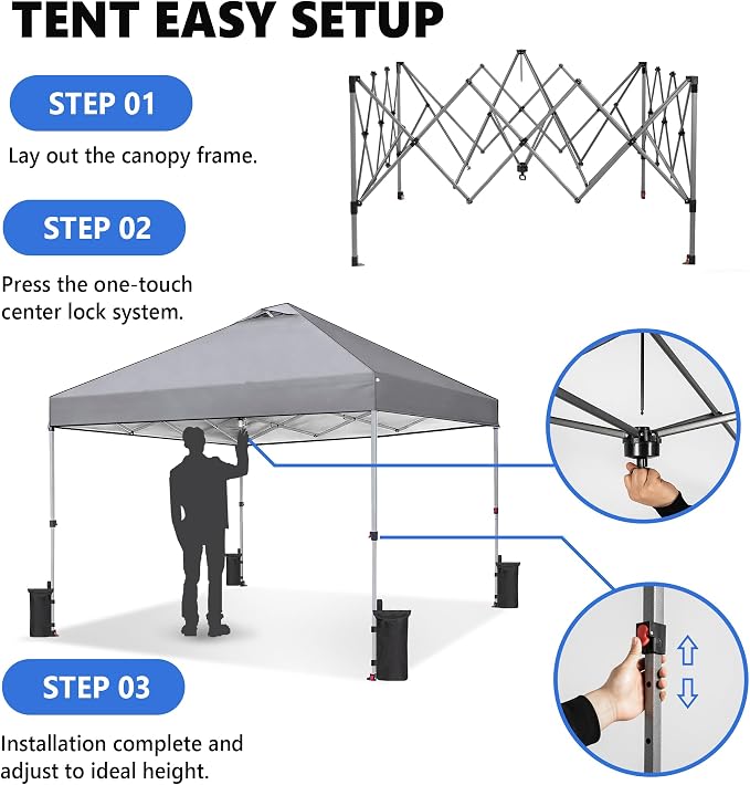 Sweetcrispy 10x10ft Pop Up Canopy Tent - Image 4