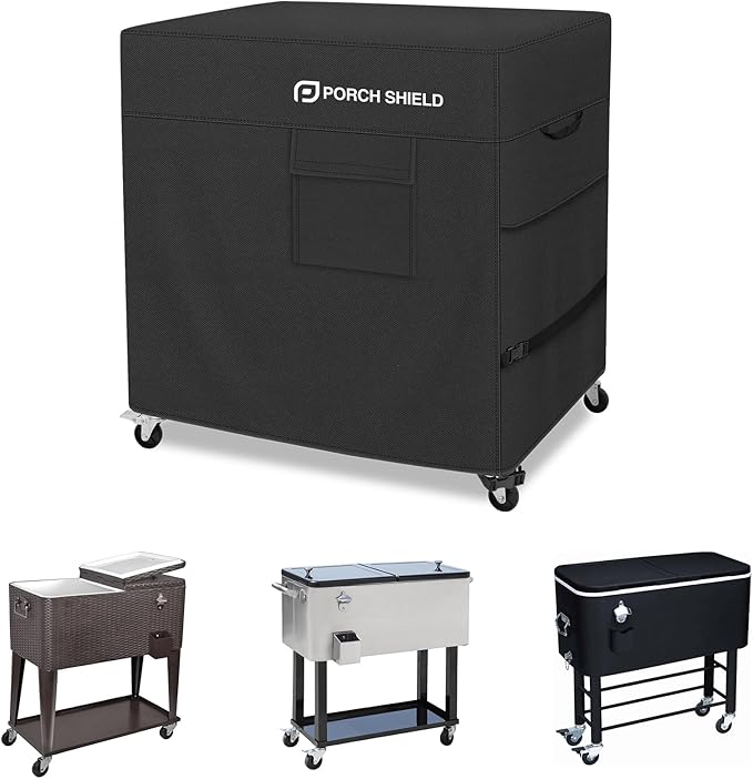 Porch Shield Waterproof Rolling 80-100 Qt Cooler Cart Cover Fits Most Patio Ice by PorchShield