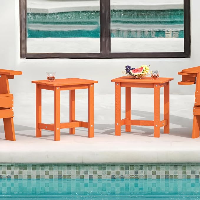 LUE BONA Outdoor Side Table Set of 2, HDPS Small Outdoor Table, Adirondack Side - Image 2