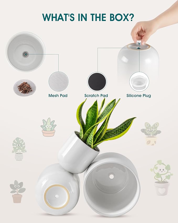 vancasso 6+8+10 inches Ceramic Plant Pots, Planters - Image 3