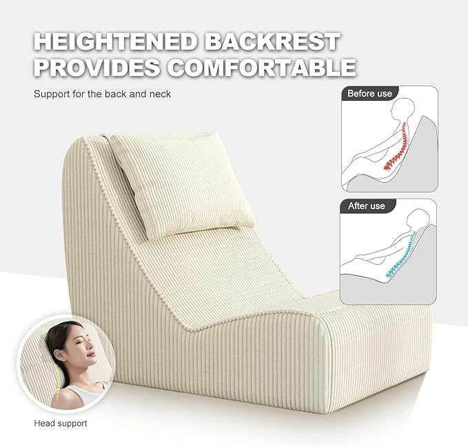 Giant Bean Bag Chair for Adults, Corduroy Chaise Lounge - Image 5