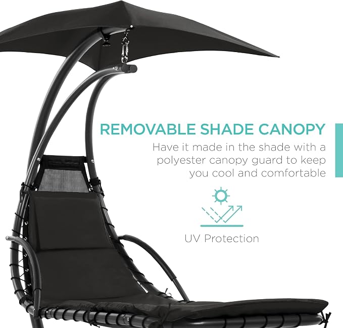 Best Choice Products Outdoor Hanging Curved Steel Chaise Lounge Chair Swing - Image 4